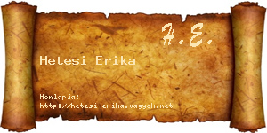 Hetesi Erika névjegykártya
